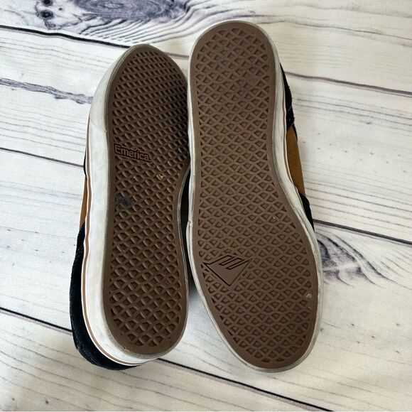 Emerica "The Reynolds Low Vulc'' Men Sz 11 Black/Tan Leather Skate Shoes - Picture 9 of 11